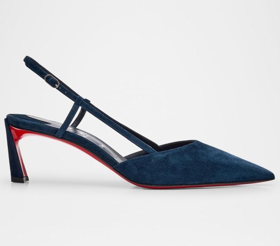 Christian Louboutin Condoroline 55 Marine Blue Slingback Strap Low