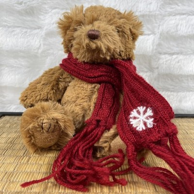 Vintage Tan Brown Bear Red Scarf Bath & Body Works BBW Plush 5 1/2 Stuffed Plush