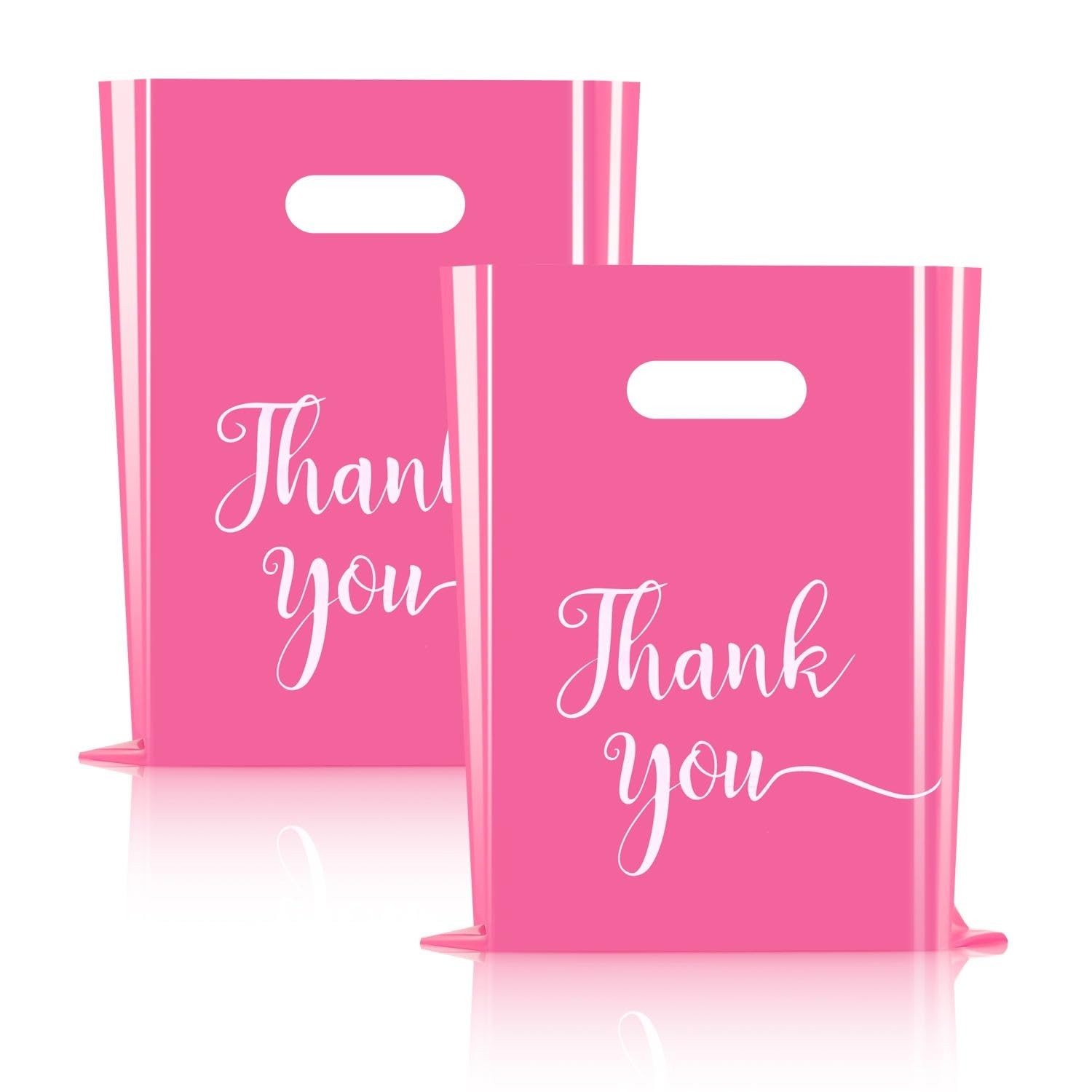 Cupplation Pink Thank You Merchandise Bags,Large 12x15 inches, Retail Plastic...