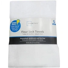 Mainstays 5-Piece Flour Sack Kitchen Towels, White