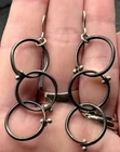 Vintage Artisan Sterling Silver Ring Circle Drop Earrings Hammered Handmade