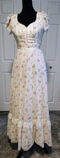 Gunne Sax Lace Beaded Peasant Romantic Maxi Dress Size 5 CottageCore Boho Prairi