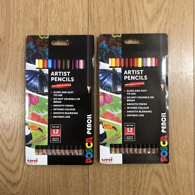 2X Posca  Pencils Oil and Wax  Full Set of 12 Colours 