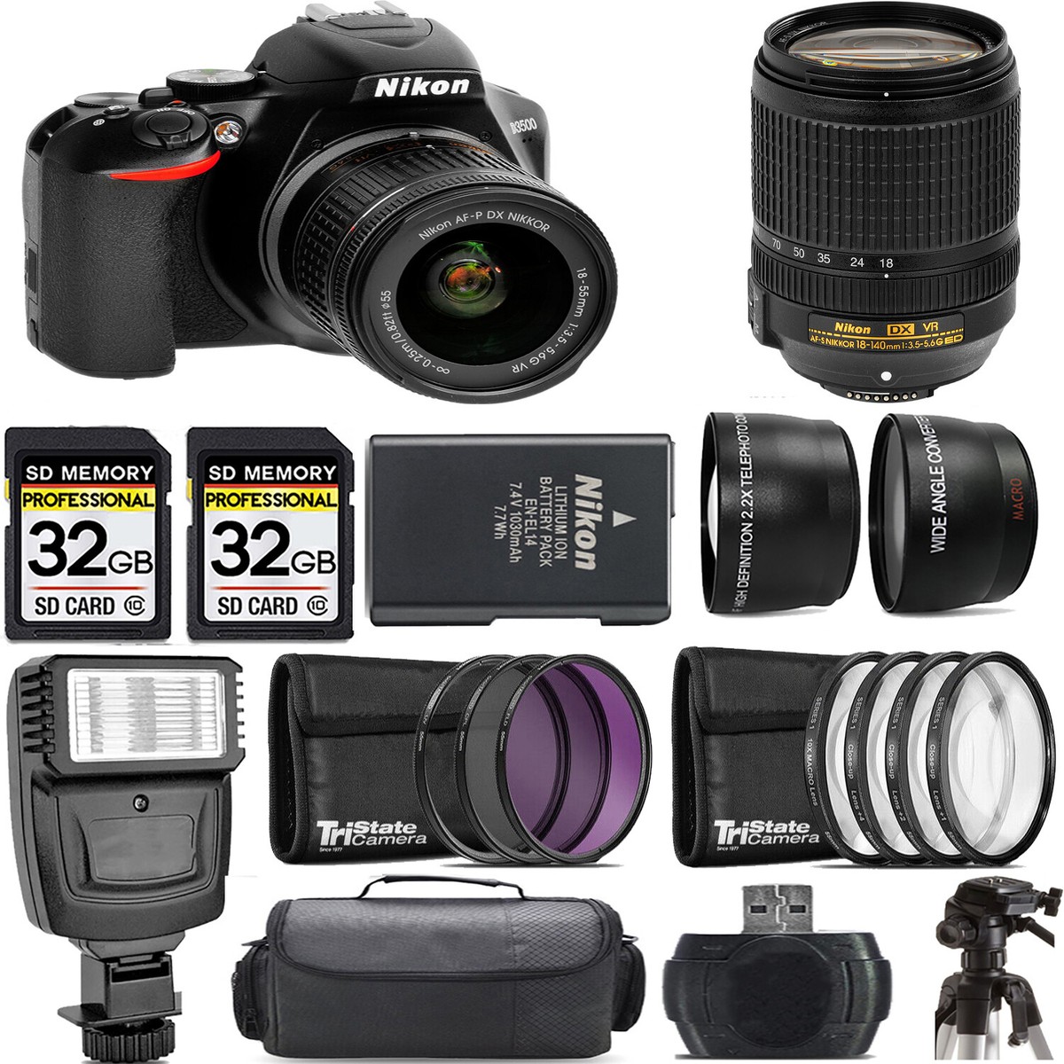 Nikon D3500 DSLR Camera with 18-55mm Lens +18-140mm f/3.5-5.6G