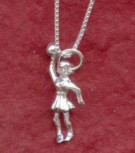Sterling Silver Girl Netball Necklace solid 925 3D Charm ...