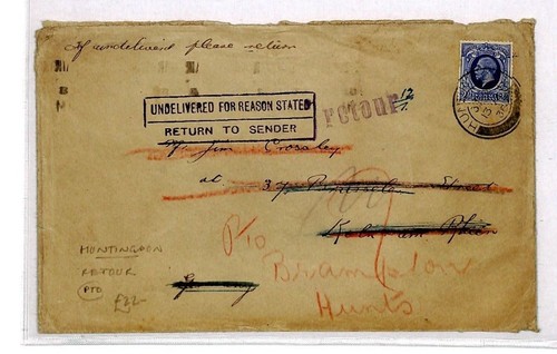 GB HUNTS KGV COLOGNE Retour *Huntingdon* 1936 Cover KOLN *Inconnu* Label CR155 - Picture 3 of 4