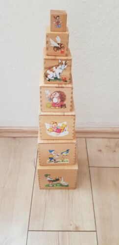 Eichhorn 50er Jahre Holz Stapelturm 7 Würfel - Nachlaß