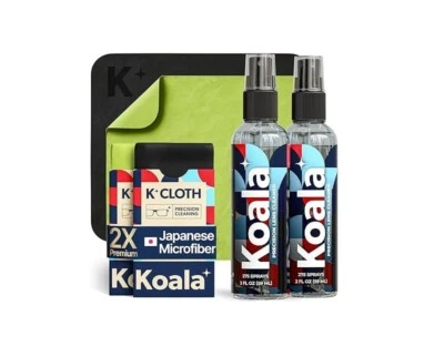 KOALA LIFESTYLE Koala Lens Cleaner Kit – 2 Spray Bottles & 2 Cloths, Alcohol-Free