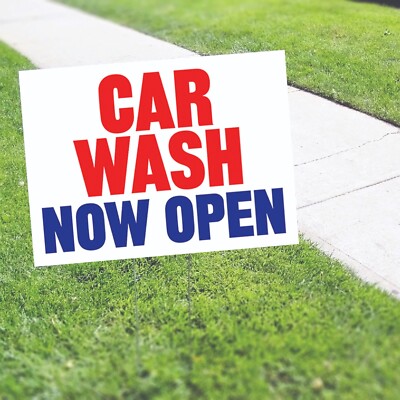 Car Wash Now Open Advertising Deep Cleaning Car Wash Coroplast Yard Sign