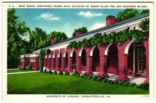 University of Virginia West Range Edgar Allan Poe Woodrow Wilson Rooms Postcard