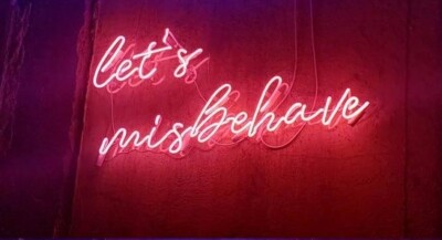 Let's Misbehave Neon Sign Lamp Light 24''x10'' Red Acrylic Handmade With Dimmer VH