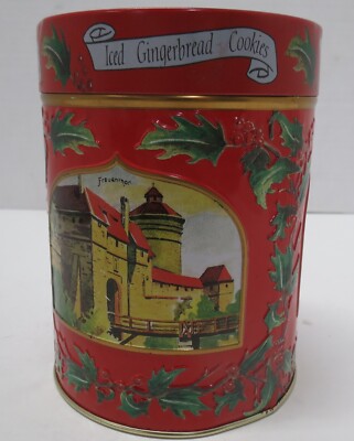 Lambertz Aachen Musical Cookie Tin - plays  Deck the Halls --1999