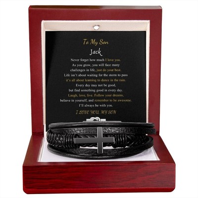 To My Son Bracelet, Cross Bracelet, Love Bracelet for Son from Mom, Dad