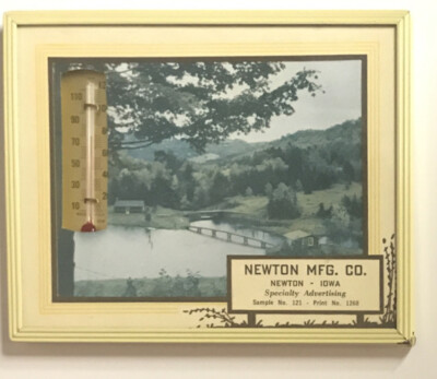 Newton Ia  Mfg Co Thermometer Photo Calendar 1957 Vintage Wall Art