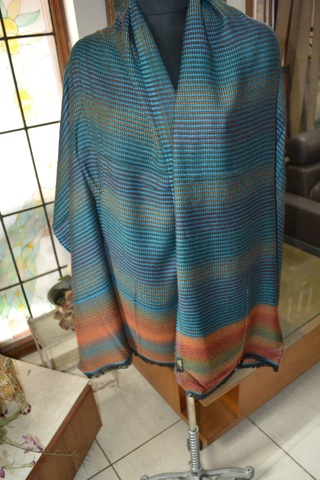 Designer Jamavar Shawl ~ Reversible Silk Pashmina Jamawar