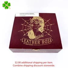 Deadwood Tobacco Co. Leather Rose Petite Corona Wood Cigar Box 7" x 5.5" x 2.5"