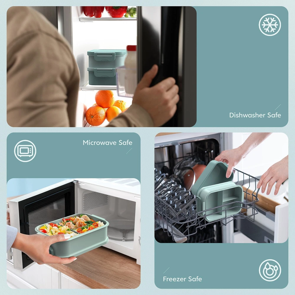 72oz Stackable 3-Layer Bento Lunch Box For Adults With Compartments