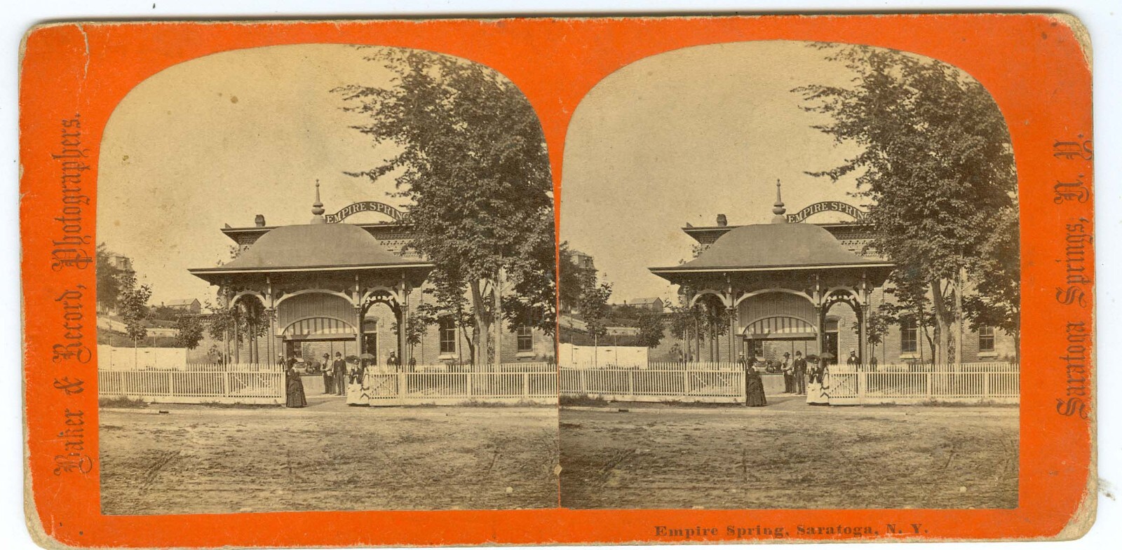 B6028~ NEW YORK Saratoga Springs Stereoview Empire Spring Baker & Record
