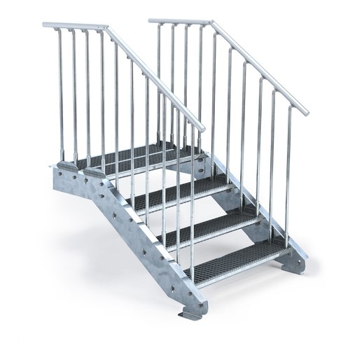 Stahltreppe 4 Stufen mit Podest für Geschosshöhe bis 80 cm, Treppe mit Geländer - Bild 4 von 10