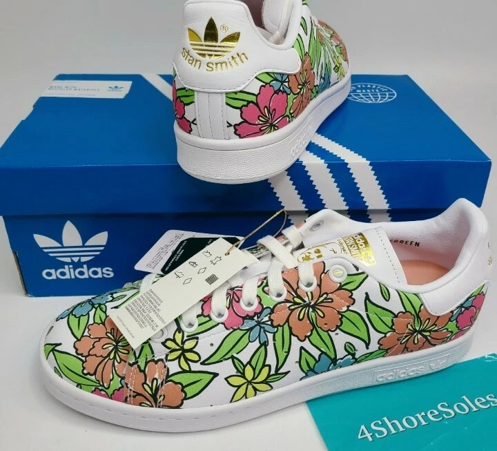 NEW Adidas Women&#039;s 7 Floral Stan Smith Floral White Primegreen GV7896 | eBay