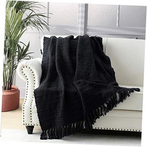 Chunky Knit Oversized Throw Blanket for Couch, Bed, and Sofa with 60*80 Black