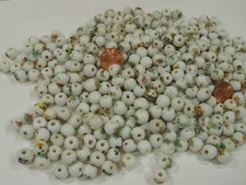 Two Pounds Round India Handmade White Color Glass Beads Bulk Lot RZX-62