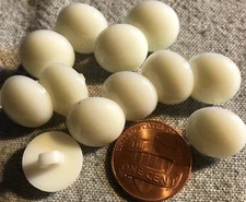 12 White Shiny Domed Plastic Shank Buttons 9/16" 13.5mm # 4821
