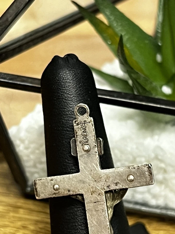 DE COLECCIÓN Crucifijo Sterling por Lang Swift / Fisher (flecha Hallmark SF) COLGANTE Foto 4 de 4