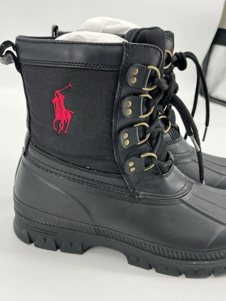 Polo Ralph Lauren Crestwick Big Pony Lace Up Winter Duck Hiking Rubber Boots 10 - Image 2 of 4