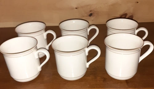 Lenox Beige Pinstripes Lot of 6 Coffee Mugs Chinastone