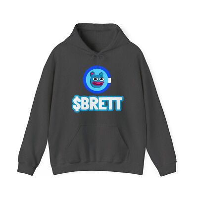 Brett On Base Hooded Sweatshirt Gray Black Meme coin merch