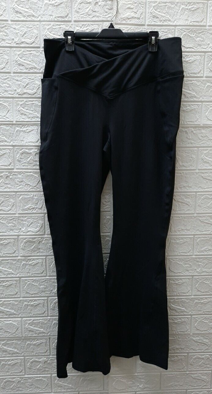 Fabletics High Waisted Pureluxe Crossover Flare Leggings Black Small