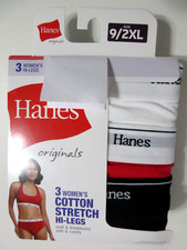 Hanes Originals 3-Pack HI-LEGS brief Panties Cotton Stretch Women 9/2XL  27.00