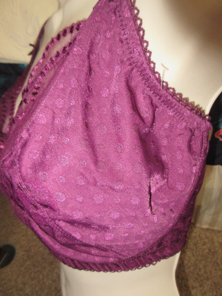 COMFORT CHOICE PURPLE GEL STRAP LACE solid WIRE FREE sling lift bra 40 DDD - Image 3 of 4