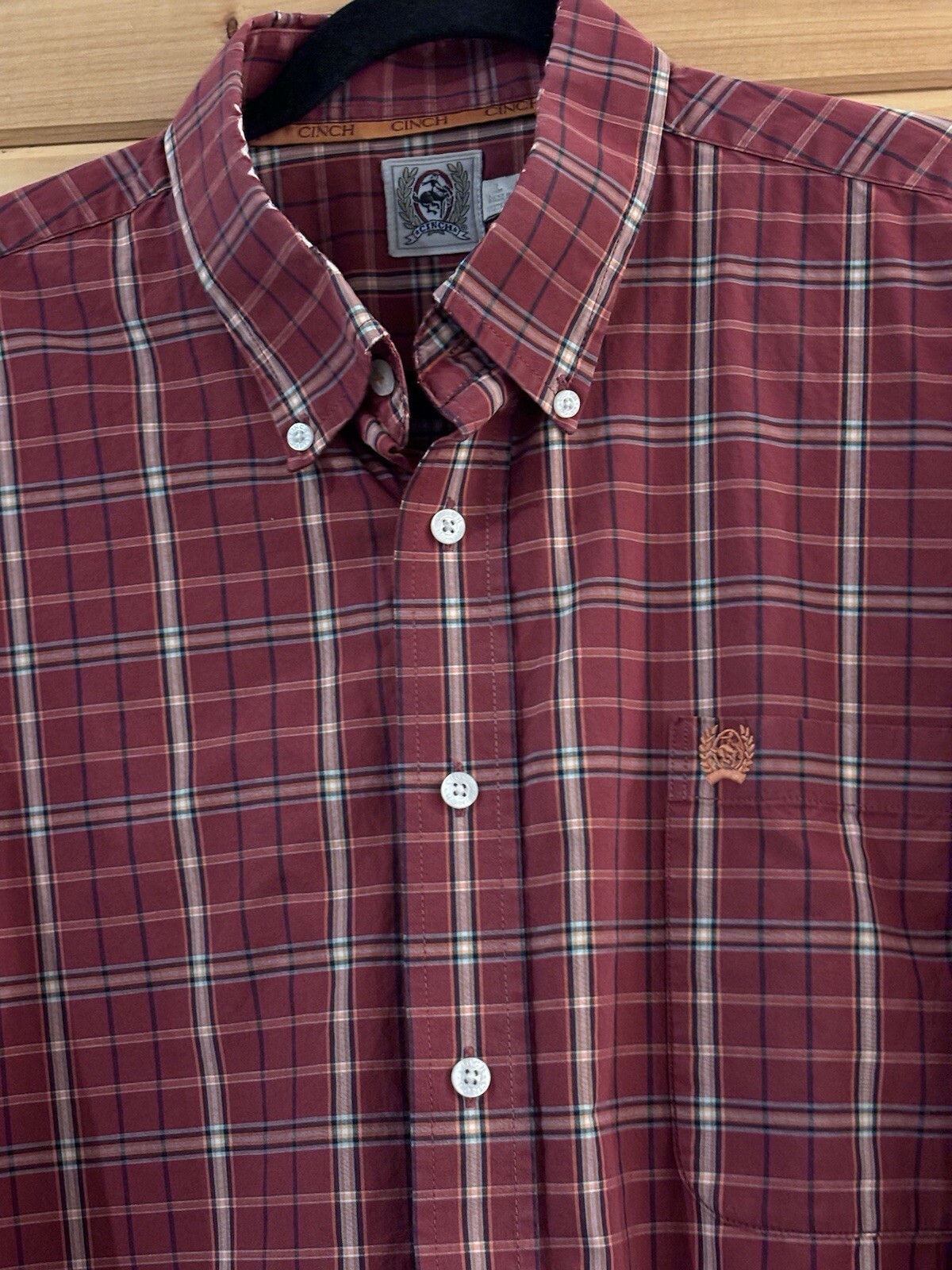 Cinch Men Button Down Shirt Size Large Red Rust P… - image 2