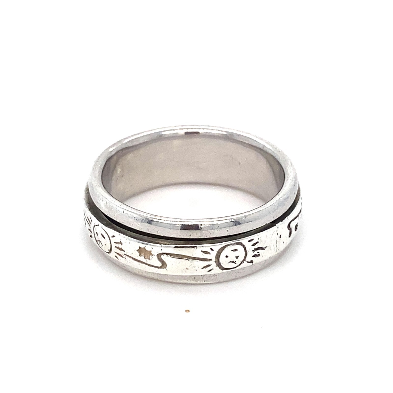 Solid Sterling 925 Silver Spinner Style Ring - image 2
