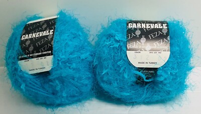 Feza Carnevale MetallicYarn Lot of 2 Turquoise Metallic Nylon New Vintage