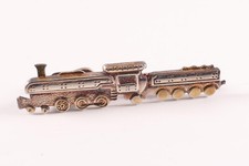 Krawattennadel Zug Lok Dampflok mit Tender  925 Silber