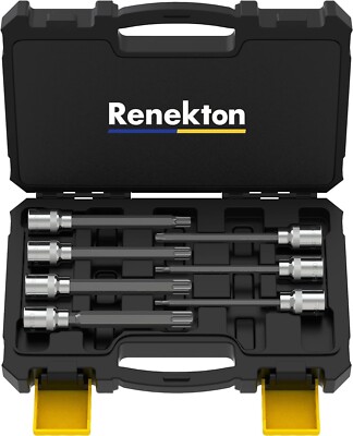 Renekton 3/8'' Drive Extra Long Torx Bit Socket Set Star T25-T60 S2 and CR-V St