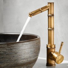 Bronze Retro Antique Brass Basin Faucet Single Handle Mixer Bamboo Style Tap