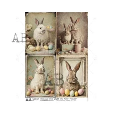 Easter Bunny Portraits | A4 8.3" x 11.7" Rice Paper for Decoupage | AB Studios