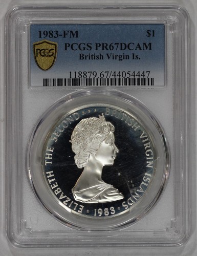 1983-FM British Virgin Islands Silver $1 Proof Coin PCGS PR67DCAM Only 478 Mi...