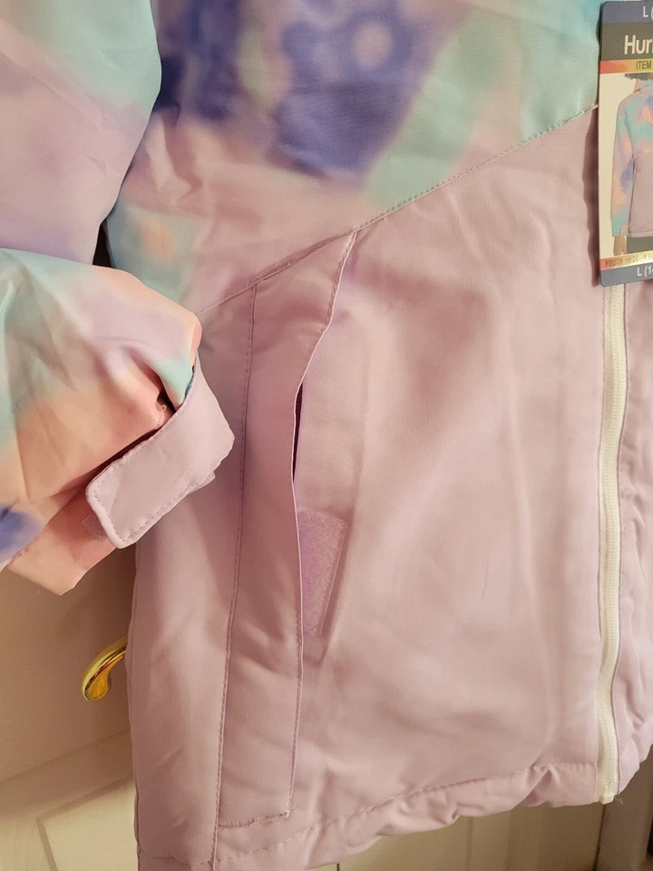 NWT Hurley Girl's WATER RESISTANT Puffer Jacket Sapphire Tie Dye Size XL - Image 4 of 4