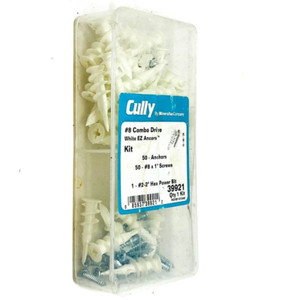 25 pcs Cully 39921 Drywall Anchors w/ #8 x 1 in Screws Kit, Combo Drive Pan Head
