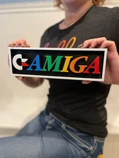 COMMODORE AMIGA 3D printed game console placard, retro console sign, multi-color