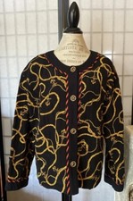 CAROLE LITTLE Ladies Vintage Quilted Black Nautical Style Jacket Bon Voyage 16