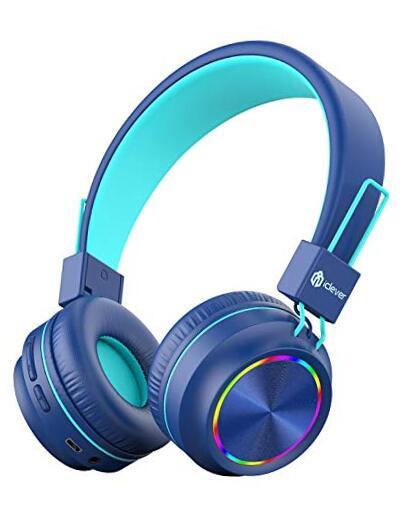 BTH03 Kids Headphones, Colorful LED Lights Kidstooth Headphones 1 Pack Blue