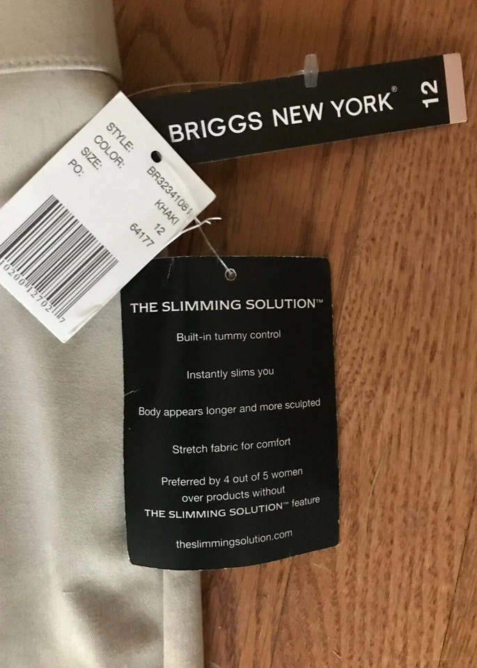 Briggs New York- Slimming Solution Career Khaki Pants 12 Tummy Control 34W x 31L - Image 3 of 4