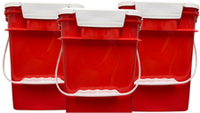Cubo cubo rectangular rojo de grado alimenticio de 4 galones con tapa con bisagras (paquete de 3)