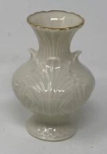 Vintage Lenox Elfin Bud Vase Beige with Gold Trim Made USA 4.5"